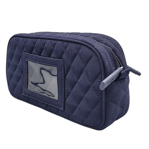 Vera Bradley Handbags - Vera‎ Bradley Quilted Cosmetic Travel Bag Navy Blue Toiletry Make-Up